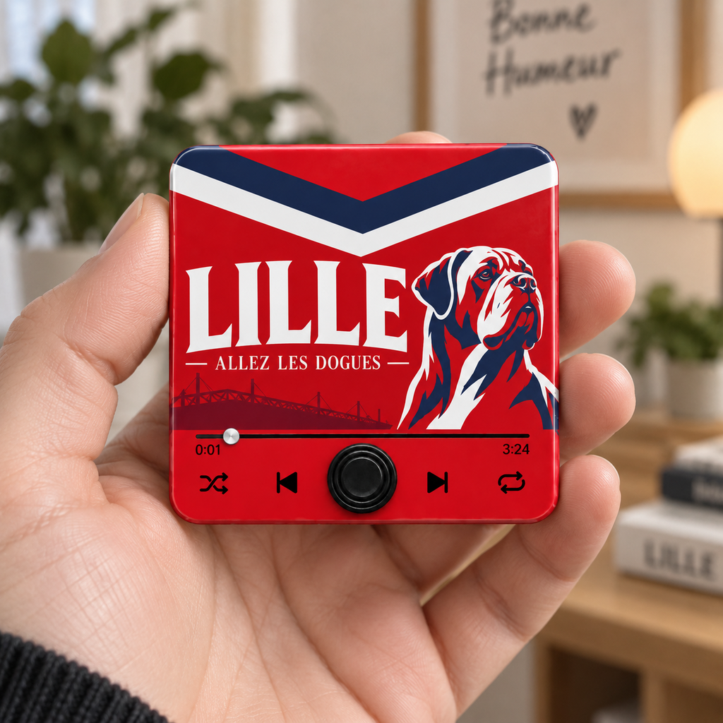Magnet sonore Lille Allez les Dogues tenu en main